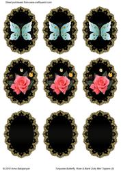 Turquoise Butterfly Rose & Blank Doily Mini Toppers 5
