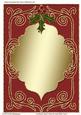 Christmas Swirly Frame & Holly Blank Card 1
