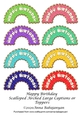 Happy Birthday Scalloped Arched Large Captions or Toppers