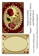 Happy Birthday Topper With Red Rose & Hearts and Blank Insert