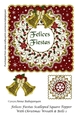 Felices Fiestas Scalloped Square Topper With Christmas Wreath & Bells 1