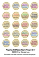 Happy Birthday Round Tags Set