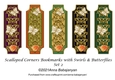 Scalloped Corners Bookmarks with Swirls & Butterflies Set 2
