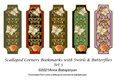 Scalloped Corners Bookmarks with Swirls & Butterflies Set 3