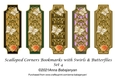 Scalloped Corners Bookmarks with Swirls & Butterflies Set 4