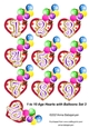 1 to 10 Age Hearts with Balloons Set 3
