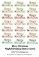 Merry Christmas Playful Greeting Stickers Set 3