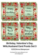 Birthday Valentines Day Wife Husband Card Fronts Set 3