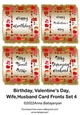 Birthday Valentines Day Wife Husband Card Fronts Set 4