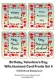 Birthday Valentines Day Wife Husband Card Fronts Set 6
