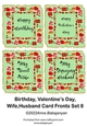 Birthday Valentines Day Wife Husband Card Fronts Set 8
