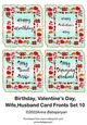 Birthday Valentines Day Wife Husband Card Fronts Set 10