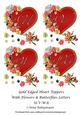 Gold Edged Heart Toppers With Flowers & Butterflies Letters U-V-W-X