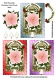 Pink Poinsettia Christmas Card Fronts Set 2
