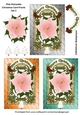 Pink Poinsettia Christmas Card Fronts Set 3