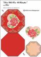Heart with Rose & Butterflies on Red