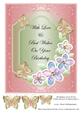 Birthday Card Front with Flowers & Butterflies 1