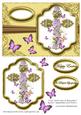 Cross with Lilies & Butterflies Easter/ Sympathy Card Front 2