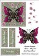 Affection Butterfly (black Magenta) Card Topper/front