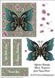 Affection Butterfly (black Turquoise) Card Topper/front