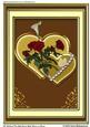 A4 Celebrate Two Gold Hearts with Flowers on Brown