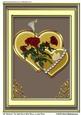 A4 Celebrate Two Gold Hearts with Flowers on Cool Brown