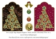 Two Large Tag Shaped Toppers With Artistic Christmas Tree Set 2