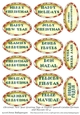 Christmas New Year Greeting Tags in English Spanish Catalan German and Russian Set 4