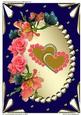 A4 Two Dreaming Gold Hearts on Blue