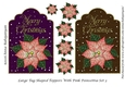 Large Tag Shaped Toppers With Pink Poinsettia Set 3