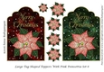 Large Tag Shaped Toppers With Pink Poinsettia Set 6