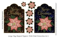 Large Tag Shaped Toppers With Pink Poinsettia Set 7
