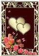 A4 Two Jeweled Hearts & Flowers on Dark Red