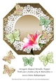 Octagon Shaped Metallic Topper With Lace Frame Lily & Butterflies 5
