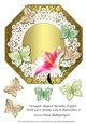 Octagon Shaped Metallic Topper With Lace Frame Lily & Butterflies 6