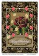 Happy Birthday Fancy Card with Glitter,rose & Butterflies