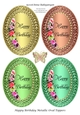 Happy Birthday Metallic Oval Toppers