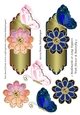 2 Bookmarks or Long Toppers With Flower & Butterfly 3