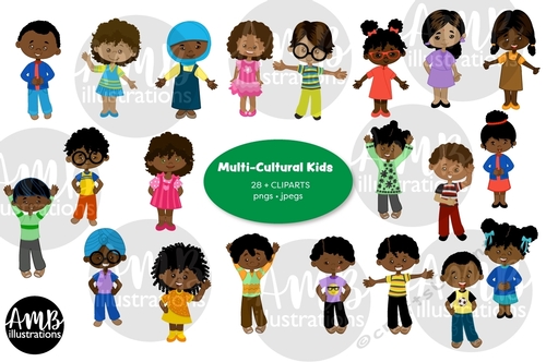 AA Multi Cultural Kids Clipart AMB-2601