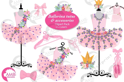 Floral Ballerina Tutus Clipart AMB-2609
