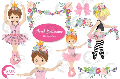 Floral Ballerinas Clipart AMB-2606 