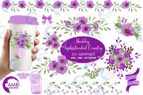 Shabby Chic Floral Clipart AMB-2619