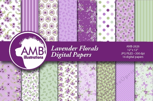 Lavender Floral Papers AMB-2626