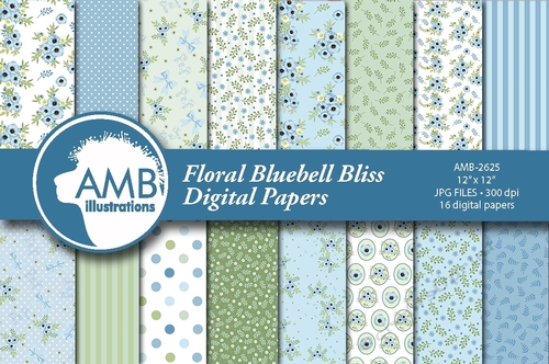 Floral Bluebell Bliss Papers AMB-2625 