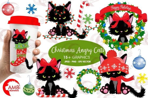 Christmas Kittens Clipart AMB-2660