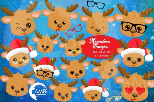 Reindeer Emojis Clipart AMB-2696