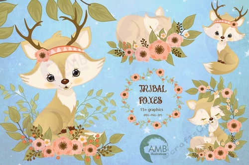 Spring Foxes Clipart AMB-2731
