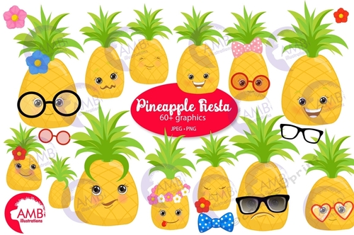 Pineapple Faces Clipart AMB-2733