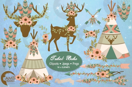 Tribal Wild Life Clipart AMB-2737