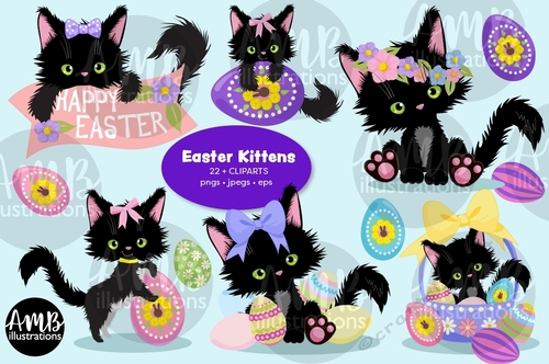 Easter Cats Clipart AMB-2752